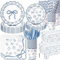 Ceenna 452 Pcs Blue Bow Seashell Plates Napkins Cups Party Supplies for 50 by Ceenna