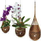 Handmade 100% Thai Bamboo Hanging Orchid Basket – 4 Inch, 5 Inch, 6 Inch (Triple Set) by Panwa
