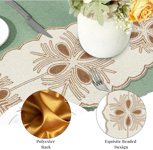 CLEENTABLE Beaded Table Runner, 13x36 in, Multicolor - Image 6