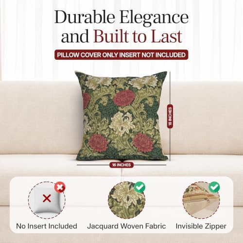 William Morris Chrysanthemum Multi Tapestry Throw Pillow Cover 16 x 16 in - Image 2
