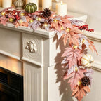 6FT Lighted Handcrafted Fall Garland, 30 LED Lights & 8-Mode Auto Timer - Image 7
