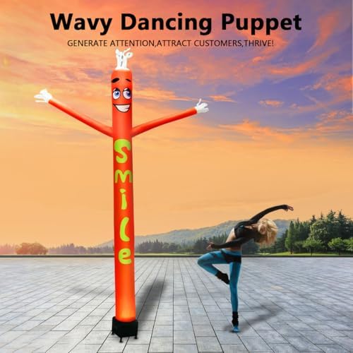 8FT Inflatable Air Waving Tube Dancer with Blower Set for Valentines Day Decor, Blow Up Inflate Tube Man with Smile for Birthday Wedding Proposal Party Decorations (Smile Air Waving Puppet) - Image 2