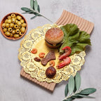 Gueevin 200 Pcs Gold Paper Placemats Disposable Lace Round Paper Placemats Decorative Disposable Placemat Doilies for Dining Wedding Table Decoration Festive Party Birthday Holiday (Gold,12 Inch) - Image 6