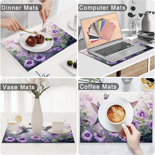 Hummingbird Spring Placemats Set of 6, 12x18 Inch Summer Bird Table Place Mat Floral Flower Washable Non-Slip Heat Resistant Fabric Placement Mats for Dining Kitchen Indoor Outdoor Decor - Image 6
