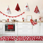 VitalCozy 10 Pcs Valentine's Day Kitchen Decor Set Heart Kitchen Towels and Rugs Oven Mitts and Pot Holders Set Absorbent Tea Hand Towels for Chef Baking Cooking Grilling BBQ Gift - Image 2