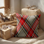 Batmerry Red Gray Modern Plaid Throw Pillow Covers, Black Rhombus Scottish Tartan Decorative Pillow Covers Digital Printing Blended for Couch Sofa Bed Invisible Zipper 24X24 in(Set of 2) - Image 2