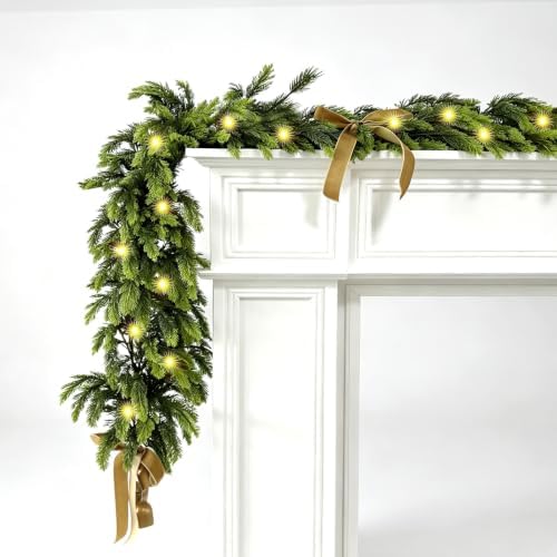 WANNA-CUL 6ft Real Touch Lighted Cedar Christmas Garland with Lights - Image 6