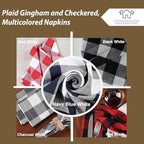 LFH Home 100% Cotton Cloth Reusable Dinner Napkins Set of 12 Washable Soft Decorative Buffalo Plaid Gingham and Checkered Table Napkins for Holidays Wedding Farmhouse Decor 18x18 Inch-Navy Blue&White - Image 5