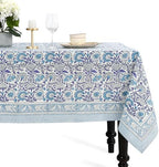 CPC Tablecloth 100% Cotton 72x160 Inch Indian Block Print Rectangle Table Cover, Blue Table Cloth for Weddings, Spring/Summer, Barbeque - Indigo Blue by COTTONPRINTCLUB