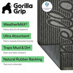 GORILLA GRIP WeatherMAX Door Mat, Indoor Outdoor, 35x23, Dark Gray Hello - Image 2