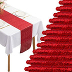 12 Packs 12 X 72 Inch Red Sequin Table Runner Glitter Dining Table Runner for Birthday Wedding Engagement Bridal Baby Shower Bachelorette Holiday Celebration Party Supplies Decorations (Red) by Fivenl