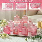 Set of 30 Pink Glass Bud Vases Small Textured Flower Vases - Image 4