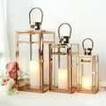 TRIROCKS Set of 3 Stainless Steel Candle Lantern 19/15/12'' High Metal Candle Holder with Tempered Glass Panels Perfect for Home Decor Living Room Parties Events Tabletop Indoors Outdoors (Rose Gold) by TRIROCKS