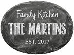 Personalized Family Kitchen Name Sign, Custom Faux Slate Chalkboard Plaque, Flat MDF Board with Realistic 3D Stone Print (Not Real Slate), Rustic Farmhouse Wall Decor for Dining Room by AydansUniqueFinds