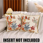 Fall Embroidered Throw Pillow Covers 20x20 Pack of 2 Vintage Birds - Image 3