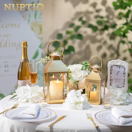 NUPTIO Gold Lanterns Decorative for Wedding, 11.2 Inch Lantern Decor - Image 2
