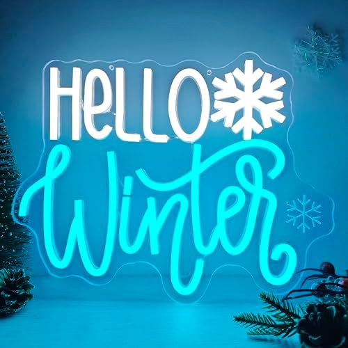 Hello Winter Neon Signs for Wall Decor Snowflake Neon Light Sign Hello Winter Signs Dimmable Hello Winter Led Signs for Bedroom Wall Home Christmas Winterly Party Decor Gift - Image 4