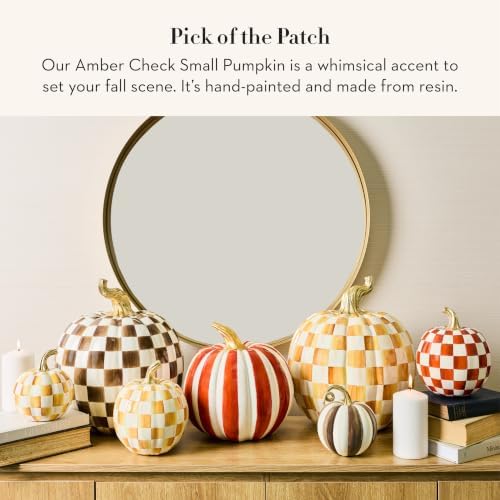 MACKENZIE-CHILDS Resin Pumpkin, Small, Golden-Yellow-and-White Amber Check - Image 2