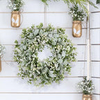 26 Inch Large Lambs Ear Wreaths for Front Door Spring Summer Lambs Leaves with White Berries, Artificial Greenery for Farmhouse Porch Wall Living Room Home Wedding Decor for All Seasons Wreaths - Image 5
