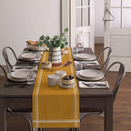Smile Sunflower Ginger Yellow Table Runner, Burlap Table Runners 120 inches Long,Farmhouse Style Solid Color Table Runner for Wedding Holiday Party Dinner,Dresser Scarf Decor - Image 4