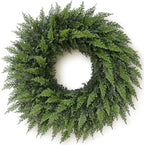 24" Artificial Lifelike Touch Cedar Christmas Wreath for Front Door Decor by Juxdp