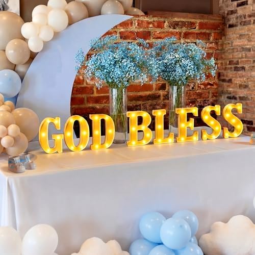 Honoson 8 Pcs First Communion Decorations God Bless Lights up Sign - Image 3