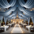 10 Panels 5ft(W) x 20ft(H) Dusty Blue Ceiling Drapes for Wedding Parties by PartyVillage
