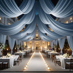 10 Panels 5ft(W) x 20ft(H) Dusty Blue Ceiling Drapes for Wedding Parties by PartyVillage