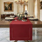 Signature Linen™ by D'Moksha, Red Table Runner 108 Inches Long, 100% Pure Linen, Hemstitch, 14 x 108 Inch Table Runner for Dresser, Dining- Fall, Weddings, Outdoor Hosting by DMokshaHomes