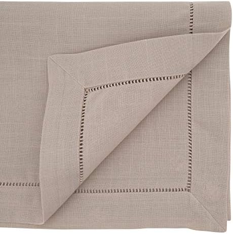SARO LIFESTYLE Classic Hemstitch Tablecloth - Elegant Everyday Tablecloth with Textured Fabric and Hemstitched Border for Dining Tables and Formal Entertaining, 70"x120", Taupe - Image 2