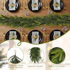 N&T NIETING 12FT Christmas Norfolk Pine Garland Real Touch Pine Artificial Garlands Faux Greenery Garland Winter Christmas Garland for Table Mantle Fireplace Indoor Outdoor Xmas Decorations (1 Pcs) - Image 3
