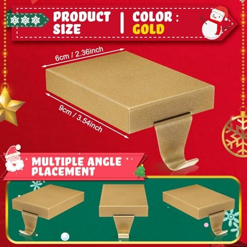 Zonon 4 Pcs Christmas Stocking Holders for Mantle, Gold - Image 2