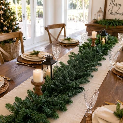 Suncalla 2 Pcs 6ft Thick Christmas Alaskan Pine Christmas Garland Greenery - Image 4