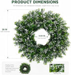 28'' Large Boxwood Wreath with Baby's Breath and White Seed Front Door Porch Window Decor Spring Summer Autumn Winter Greenery Outdoor Indoor Artificial Leaves Flowers for Home Farmhouse Wall Decor - Image 2
