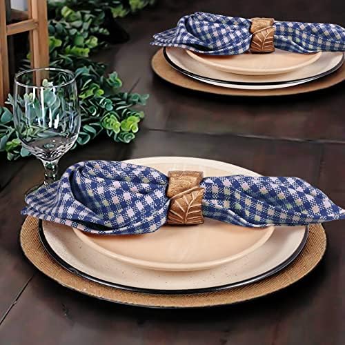 Native Fab Gingham Cloth Napkins 16x16 inches, 100% Cotton Dinner Napkins with Checks, Set of 12, Machine Washable Cloth Napkins, Soft Breathable Absorbent, Blue White - Image 3
