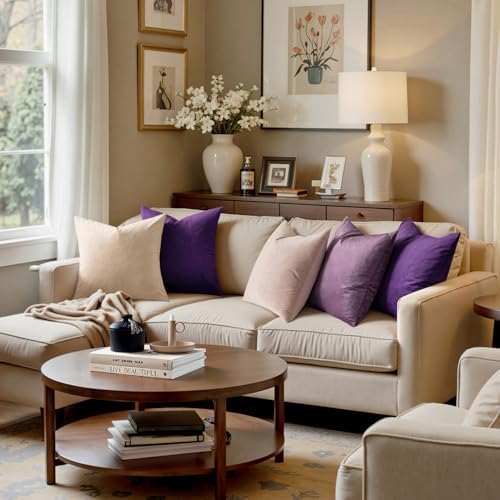 MIULEE 26x26 Inch Pack of 2 Euro Velvet Throw Pillow Covers Eggplant Purple - Image 4