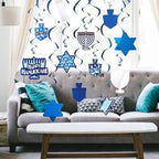 The Dreidel Company Hanukkah Swirl Decorations, Includes 12 Swirls with Foil Hanukkah Cutouts 24" and Swirls Alone Hang 18" Long (12-Pack) by TheDreidelCompany