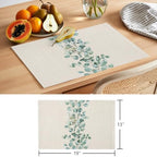 Cotton and Linen Eucalyptus Leaf Placemats Set of 6 Linen Place Mats Washable Table Mats Indoor/Outdoor Placemats for Dinging Table, 13 x 19 Inches - Image 5