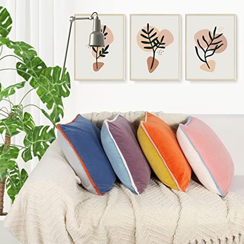 Velvet Throw Pillow Covers 18x18 Inch Set of 4 Decorative Velour Pillowcases Double-Colored Cushion Covers for Sofa Couch,Warm-Edge - Image 2