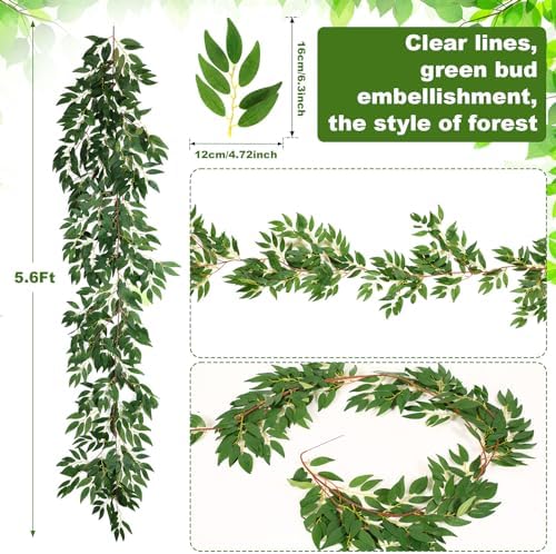 Yunlly 48 Pack Artificial Willow Leaves Garland 269 Ft Greenery Vines Decor - Image 2