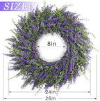 26'' Large Artificial Eucalyptus and Lavender Wreath for Front Door(Purple) - Image 6