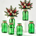 6 Pack Mason Jar Vases for Centerpieces, Green Glass Flower Vase by LEYIQU