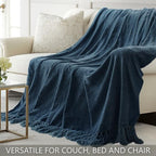 Chenille Throw Blanket for Couch 60" x 80" Twin, Navy Blue - Image 4