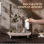 EOSAHR Beaded Round Display Riser for Room Decor, Dark Natural - Image 4