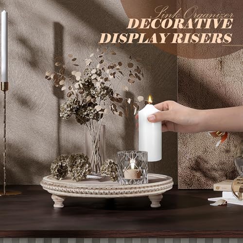 EOSAHR Beaded Round Display Riser for Room Decor, Dark Natural - Image 4