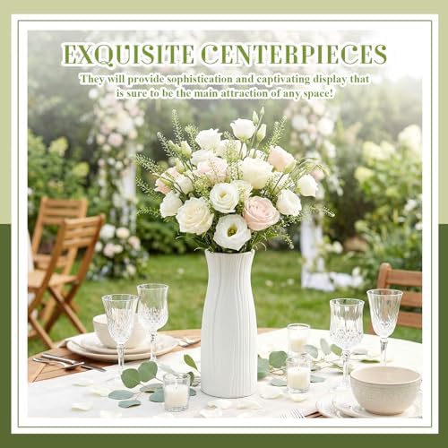 Qinyoung 8 Set White Ceramic Vases for Flowers, 8'' Small Vase, Trendy - Image 5