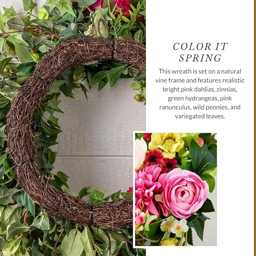 Balsam Hill Outdoor Vivid Blooms Spring & Summer Wreath - 22" Premium UV-Protected Floral Door Wreath for Front Door, Patio, & Garden - Image 4