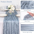 8 Pack Dusty Blue Cheesecloth Table Runner 120 Inch Boho Wedding Decor - Image 3