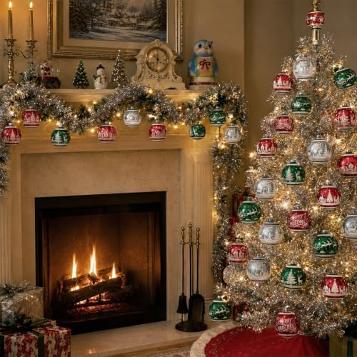 16 Pcs Vintage Glass Christmas Ornament Reflector Decor, 50S - Image 5
