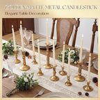 Mumufy 20 Pcs Matte Candlestick Holders, Metal Wedding Taper Candle Holders Vintage Candles Stand Set, Candle Stick Decor for Mantel Table Centerpiece Wedding Dining Table Decor Mantelpiece (Gold) - Image 4